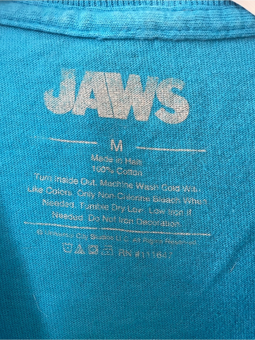 Jaws Graphic Short Sleeve Tee - Teal with Pink Print - Picture 4 of 6